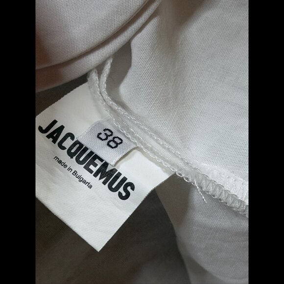 Jacquemus Shirt 38 / US Medium White Blue Navy Trim Boat Neck Button Soffio - Picture 7 of 8